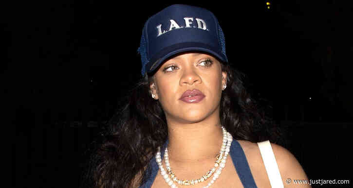 Rihanna Shows Off Bare Bump in Navy Outfit at Dinner in Malibu