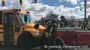 Pickup truck driver seriously hurt after crash with school bus in Suffolk