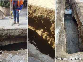 Lodi sotterranea, spunta un arco medievale dagli scavi per un tubo delle fogne rotto in via Cavour - Corriere Milano