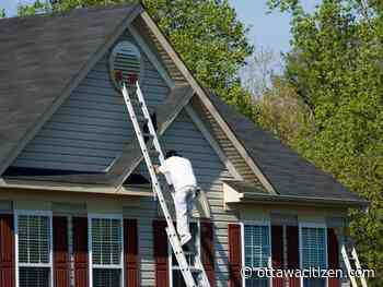 Egan: An idiot on a ladder, stuck on his own roof. Don't do this.