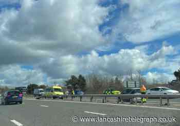Traffic backing up after crash on M65