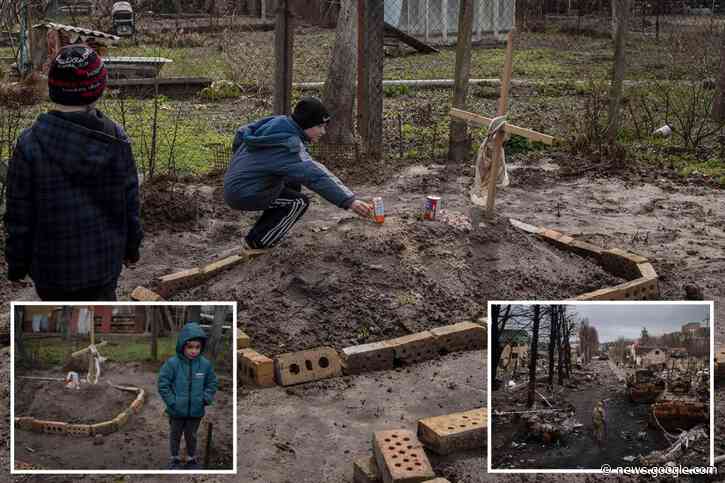 Ukrainian brothers place food on mom's grave after she starved to death - New York Post