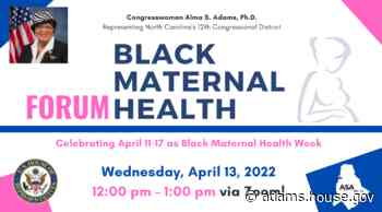 Advisory: Black Maternal Health Week Runs April 11-17 | Congresswoman Alma Adams - Congresswoman Alma Adams