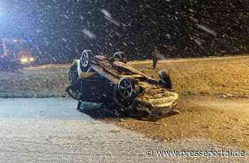 POL-PDLD: Schneeglätte auf A65 - Pkw überschlägt sich