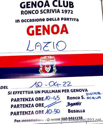 Genoa-Lazio: il Club Ronco Scrivia apre le prenotazioni per il pullman - PianetaGenoa1893 - Pianetagenoa1893.net