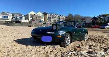 Another Cornwall beach fail as car gets stuck in sand - Cornwall Live