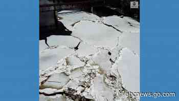 WATCH:  Ice chunks float down river in Maine