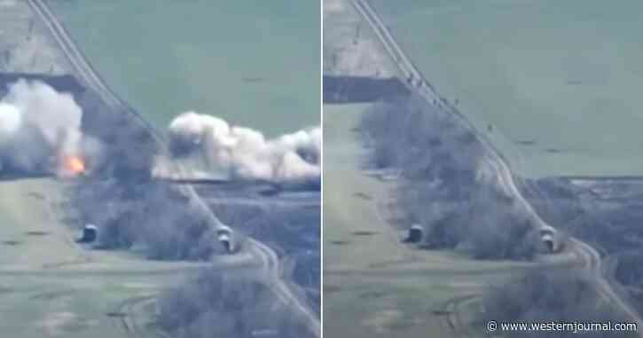 Drone Footage Captures the Moment Ukrainian Missiles Send Russian Invaders Fleeing for Their Lives