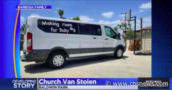 Local family seeking help in locating stolen church van used to transport eight children - CBS News