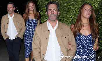 Jon Hamm, 51, and girlfriend Anna Osceola, 33, step out to showbiz hot spot Giorgio Baldi - Daily Mail