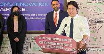 Prime Minister Justin Trudeau visits Edmonton to promote budget, supports for small businesses - Global News