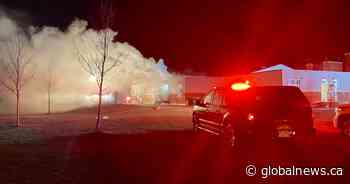 Firefighters battle blaze at T.D. Baker School in south Edmonton