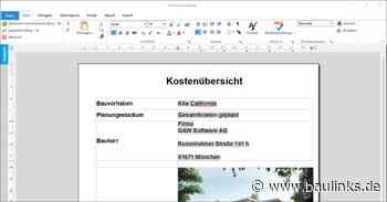 Neues Deckblatt für Kostenermittlung und Dokumentation in der California-AVA