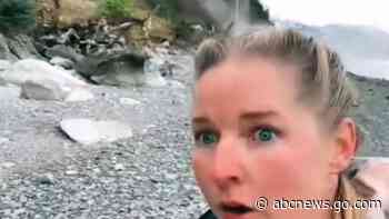 WATCH:  Woman escapes path of rockslide