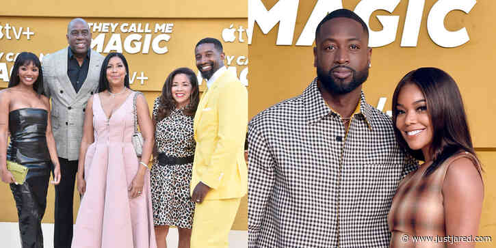 Gabrielle Union & Dwyane Wade Meet Up With Magic Johnson at 'They Call Me Magic' Series Premiere