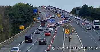 M62 Ouse Bridge delays: Strange contraflow system baffles motorists - Hull Live