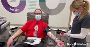 Alberta man hits major blood donation milestone