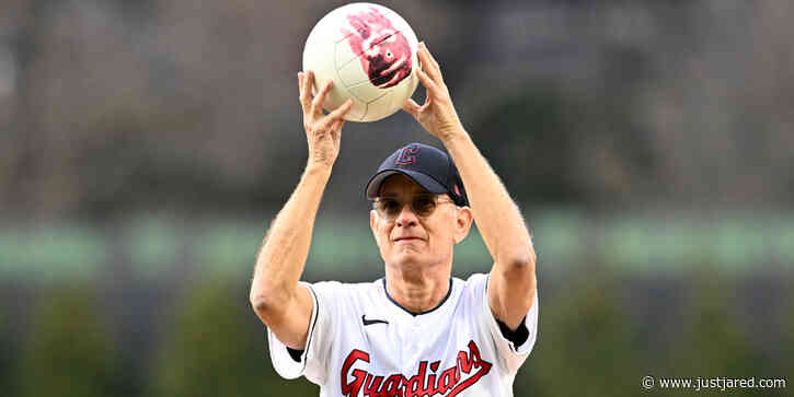 Tom Hanks & 'Castaway' Co-Star Wilson Throw the First Pitch at Guardians Game