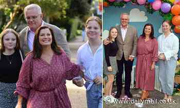 Scott Morrison with Jen and the girls for Easter service at Horizon Church in Sutherland - Daily Mail