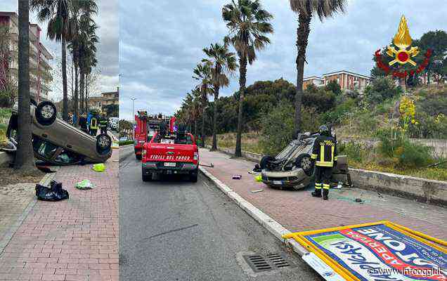 Incidenti stradali. Crotone auto si ribalta bilancio tre feriti. Intervento dei Vvf. Video - InfoOggi