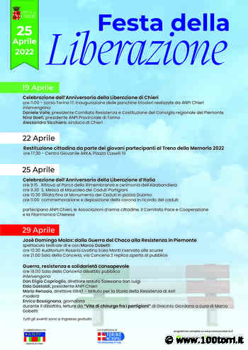 Chieri. Gli appuntamenti della Festa della Liberazione - CentoTorri
