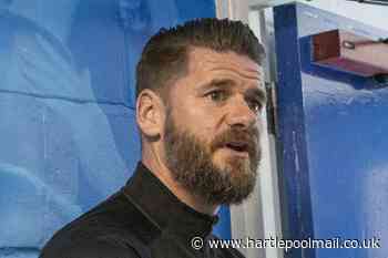 Hartlepool United assistant manager Michael Nelson reacts to late defeat to Rochdale at the Crown Oil Arena - Hartlepool Mail