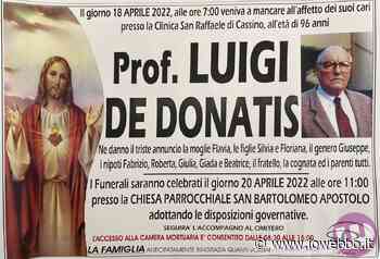 SORA - SI E' SPENTO IL PROFESSOR DE DONATIS, CORDOGLIO IN CITTA' - ioWebbo