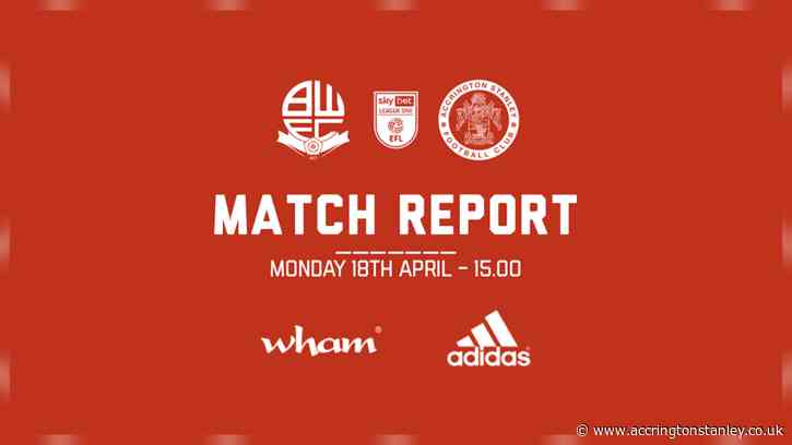 REPORT: Bolton Wanderers 3 Stanley 1 - News - Accrington Stanley