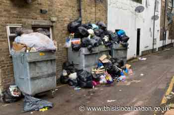 Woolwich New Road bins flooded with waste