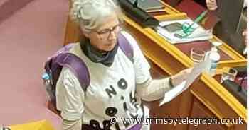Grannies glue themselves to table in protest during nuclear power debate - Grimsby Live - Grimsby Live