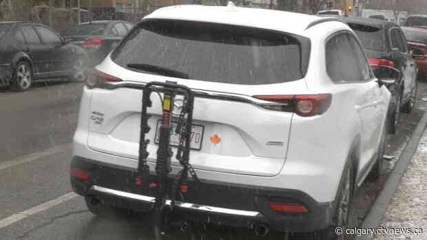 Bike rack obscuring licence plate nets Calgarian $162 fine