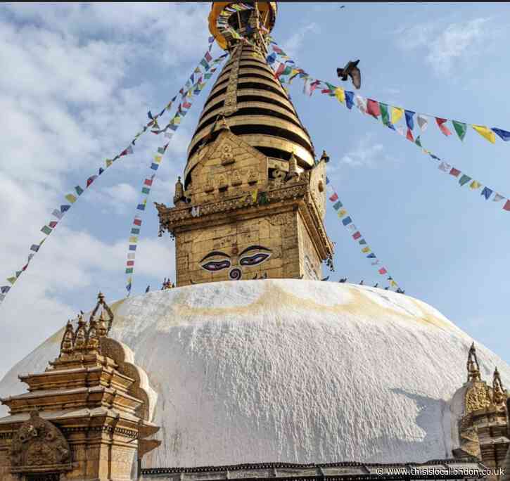 Hiking up to Swayambhunath