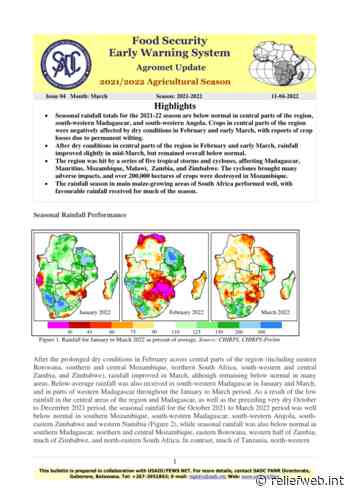 Food Security Early Warning System - Agromet Update, Issue 04: 2021/2022 Agricultural Season (11-04-2022) - Angola - ReliefWeb