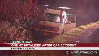 One hospitalized after crash on Empire Boulevard