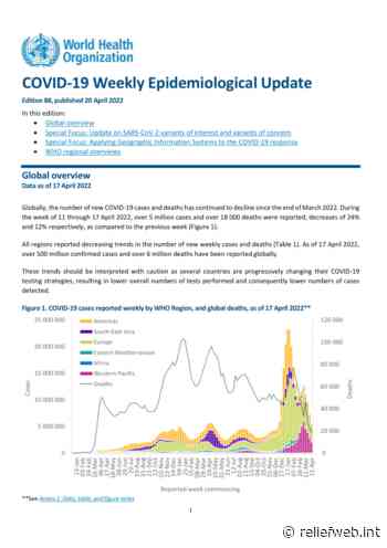 Coronavirus Disease (COVID-19): Weekly Epidemiological Update (20 April 2022) - World - ReliefWeb