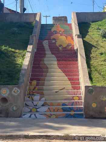 Escada com arte em mosaico é construída por moradores de bairro em Cuiabá - Globo.com