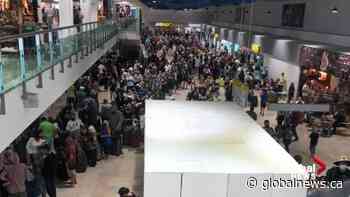 Exhausted Sunwing passengers land in Edmonton after delays - Global News