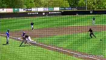 College pitcher levels baserunner after giving up home run