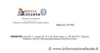 Regime forfettario contribuente estero, aliquota al 5 per cento solo con nuova attività - Informazione Fiscale