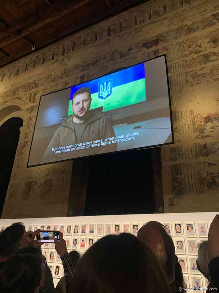 Ukrainian President Volodymyr Zelensky Shows Up at the Venice Biennale With Urgent Message