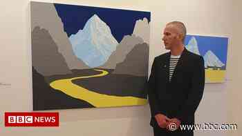 Painter's mountain wallpaper works go on show - BBC