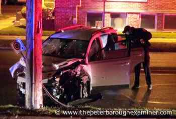 UPDATE: Driver arrested after leaving trail of damage and debris before striking hydro pole in Peterborough - The Peterborough Examiner