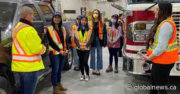 Female-identifying high school students in Alberta explore trades careers during spring break