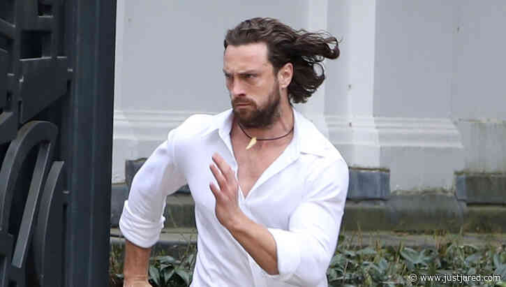 Aaron Taylor-Johnson Films an Intense Action Scene While Wearing Interesting Footwear