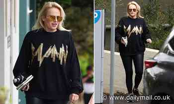 Slimmed-down Rebel Wilson steps out in tight leather pants in Sydney - Daily Mail