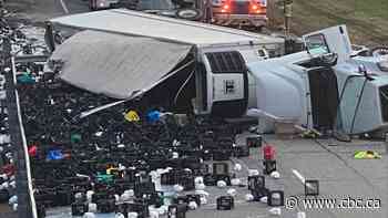 Rollover of dairy transport truck leads to traffic delays - CBC.ca
