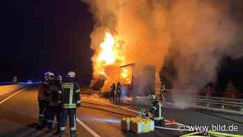 Fulda: Feuer auf der A4: Lkw fackelt auf Autobahn ab - BILD
