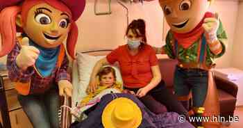 Bobbejaanland-mascottes verrassen jonge patiënten in Ziekenhuis Geel met bezoek op Buitenspeeldag - Het Laatste Nieuws