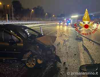 Incidente tra Lomazzo e Saronno: un'auto in fiamme - Prima Saronno