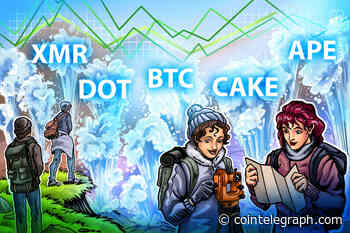 Top 5 cryptocurrencies to watch this week: BTC, DOT, XMR, APE, CAKE